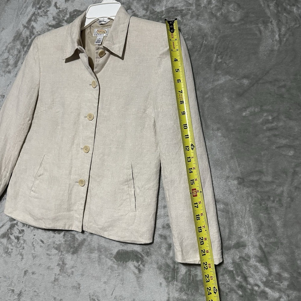 Vintage Talbots Petites 100% Irish Linen Blazer Jacket Womens 4P Ivory Old Money - Picture 7 of 10